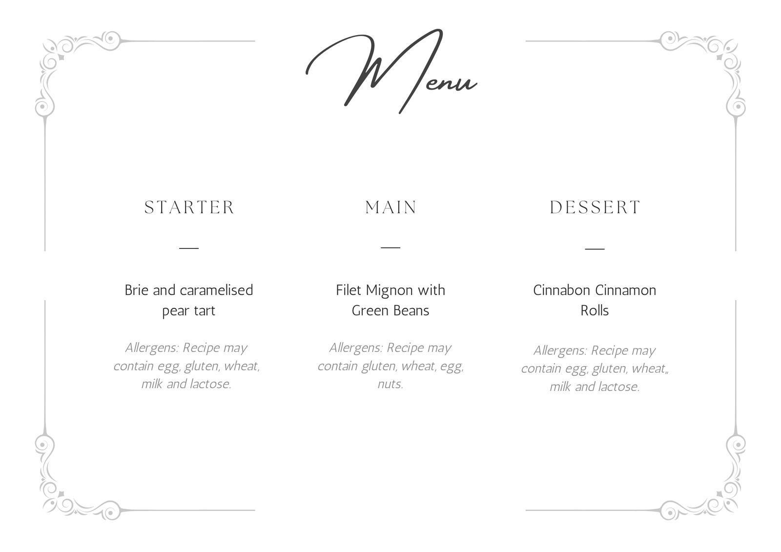banquet menu design