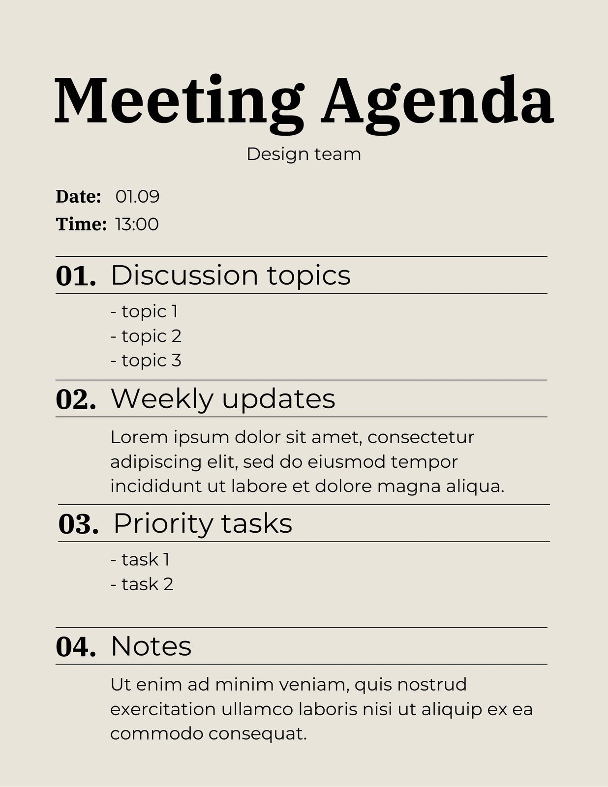 client meeting agenda templates photography