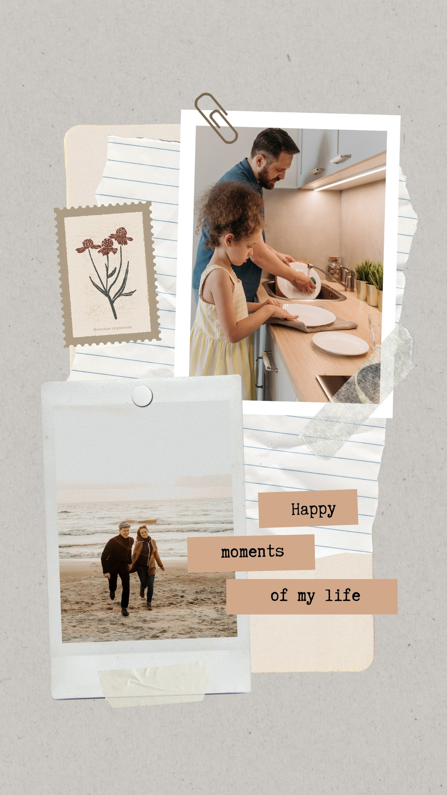 Charcoal Polaroid Modern Scrapbook General Greeting Birthday Instagram  Story - Templates by Canva