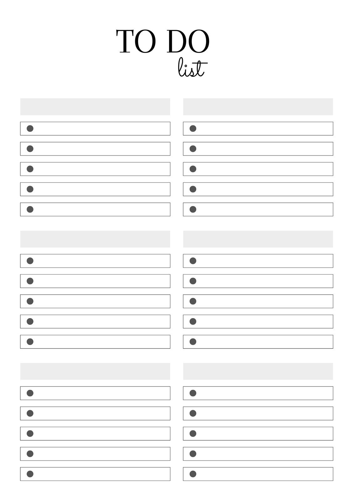 Free and customizable to do list templates