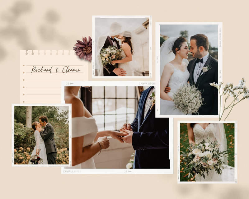 Free printable, customizable wedding photo collage templates | Canva