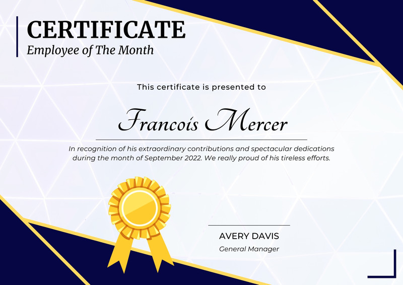 Free, printable, customizable employee of the month certificates ...