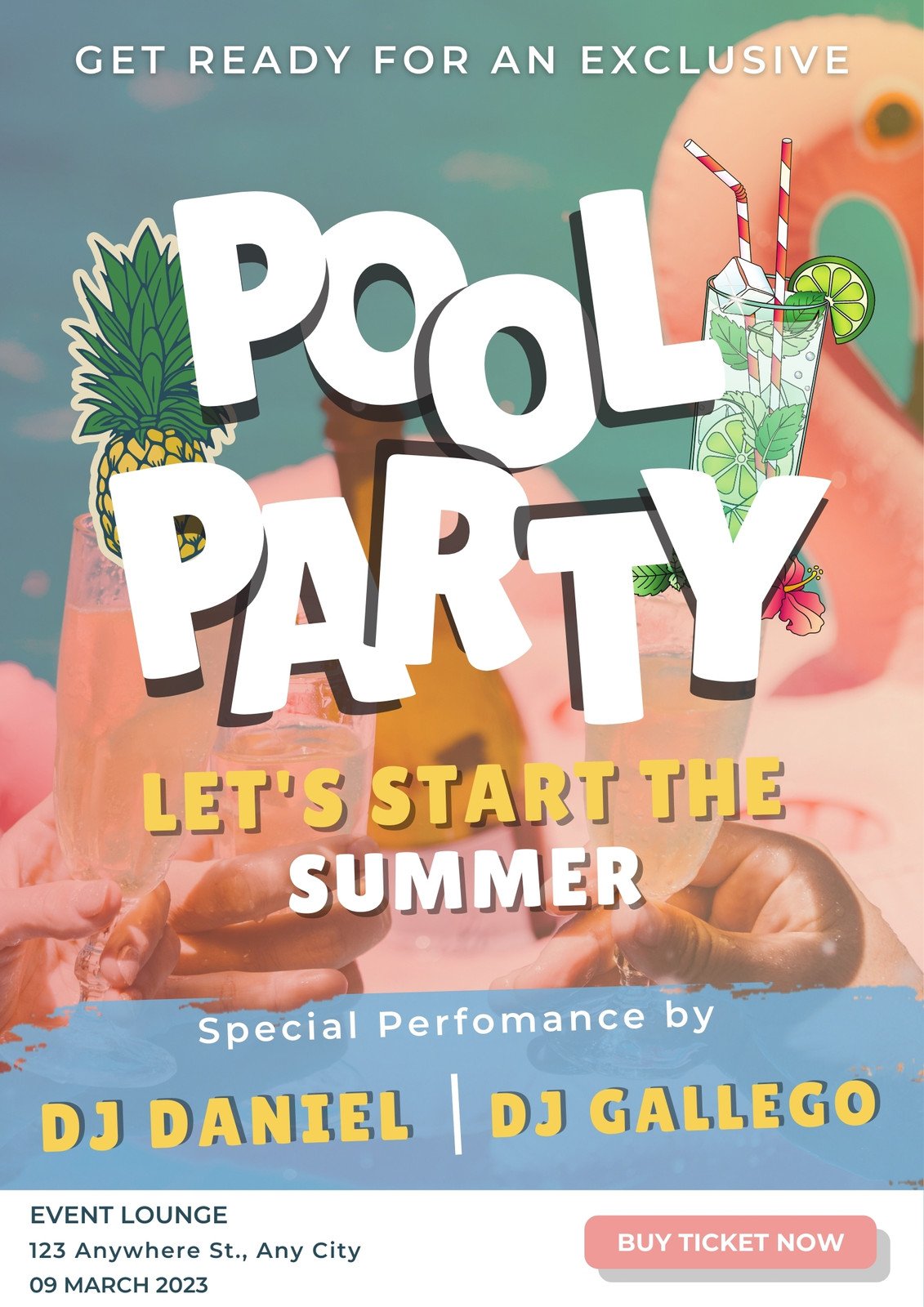 Free printable pool party poster templates | Canva