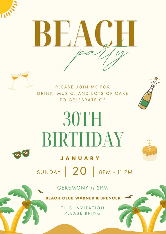 Free customizable beach birthday invitation templates | Canva