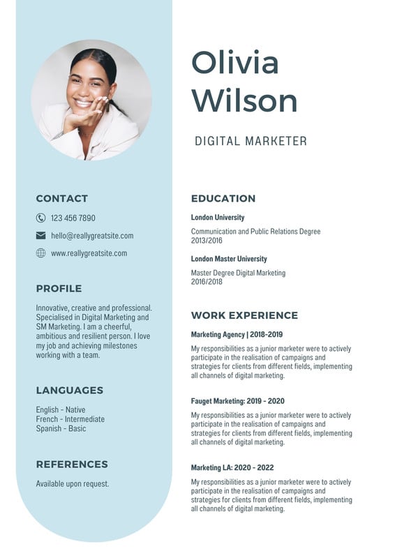 free and simple resume template