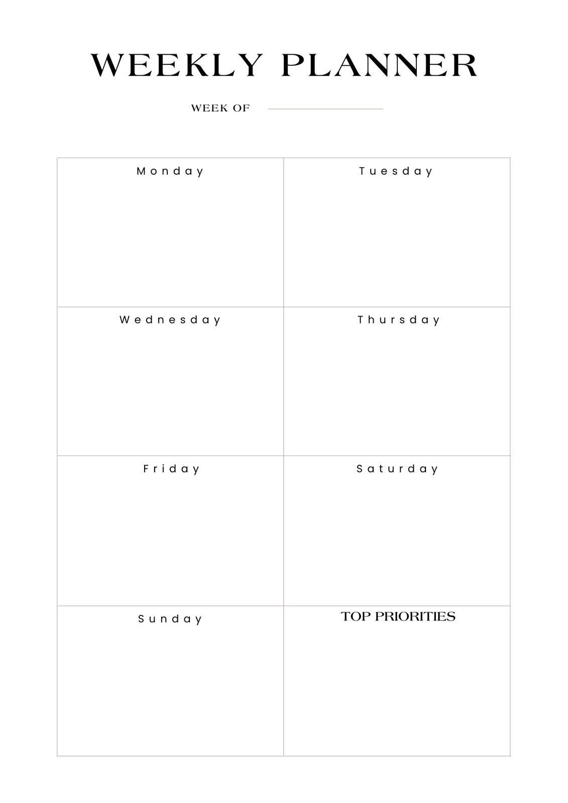 Elegant Minimalist Weekly Planner