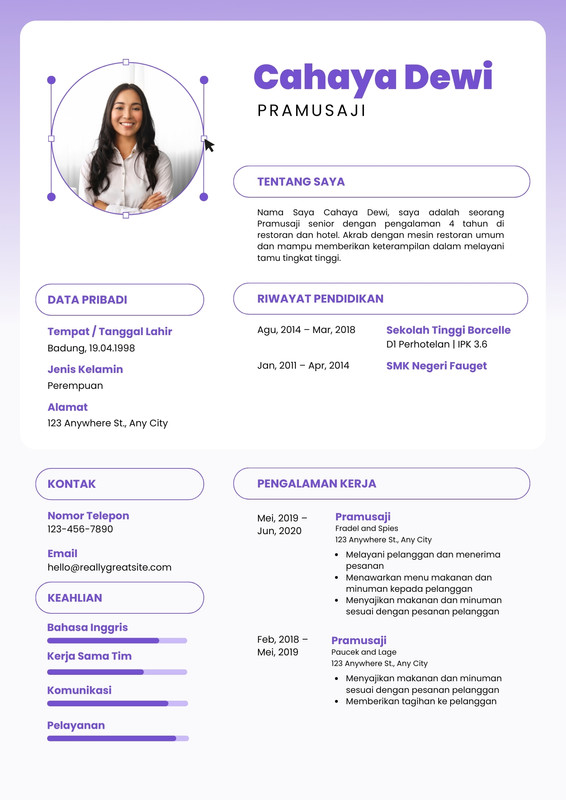 Lamar Kerja Dengan Contoh Cv Modern Profesional Canva 9691