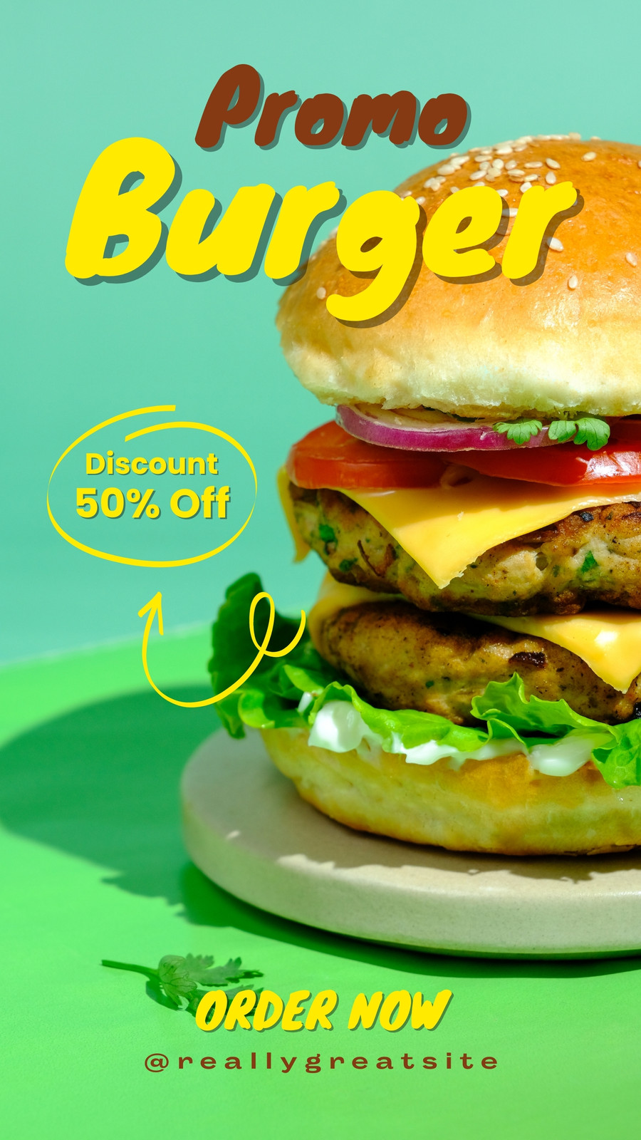 Blue Yellow Orange Burger Promo Flyer - Templates by Canva 