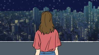 Wallpaper ID: 4469 / girl, night, starry sky, anime, 4k Wallpaper