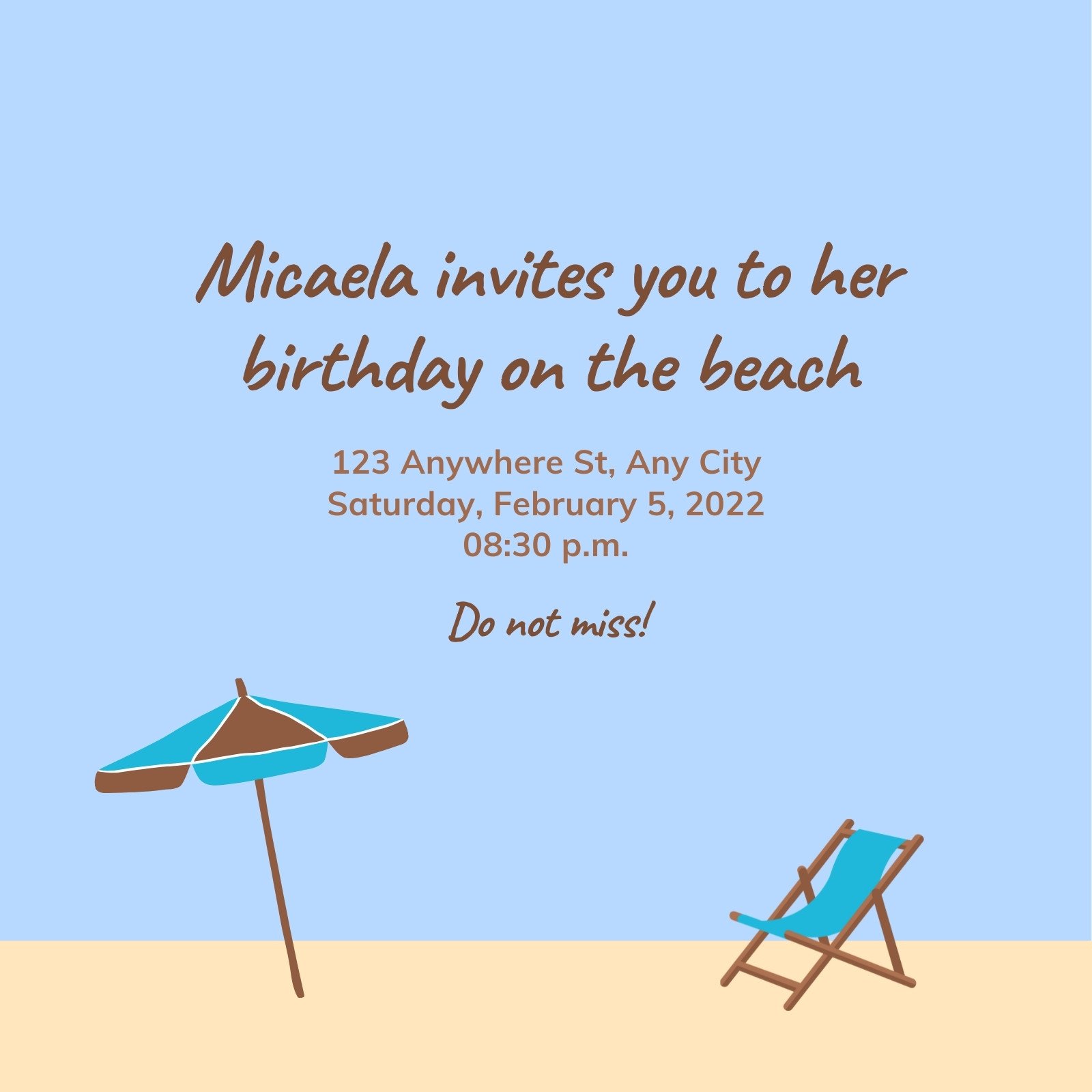 Free customizable beach birthday invitation templates