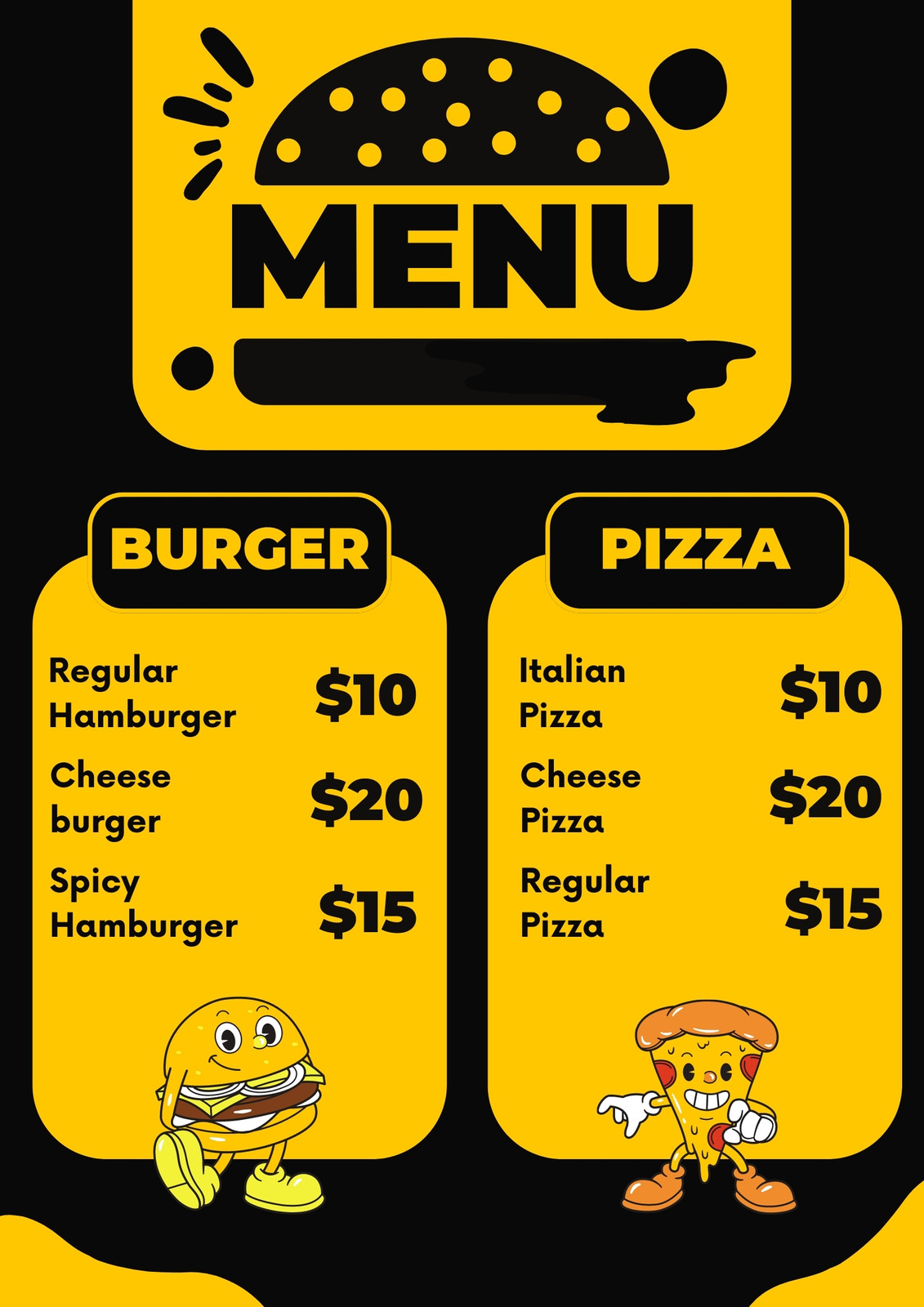 Yellow Black Photo Lunch Weekly Menu - Templates by Canva