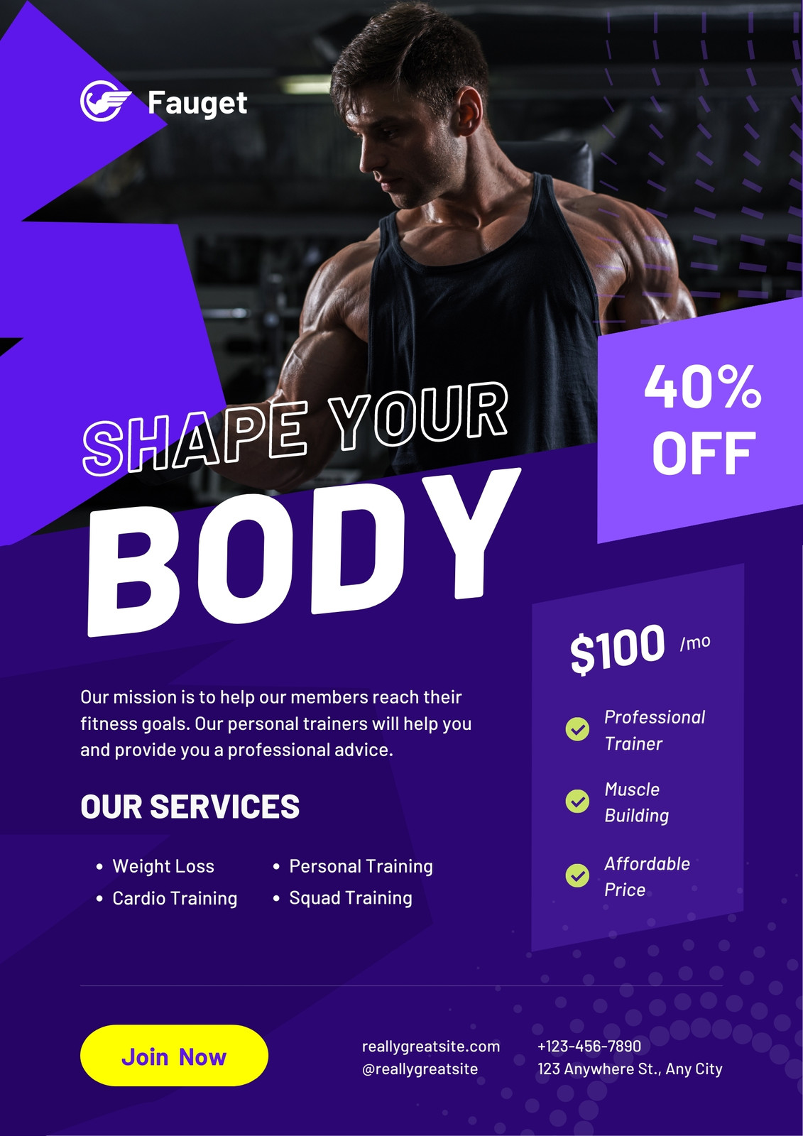 Personal Trainer Flyer Printable Gym Fitness Flyer Canva Personal