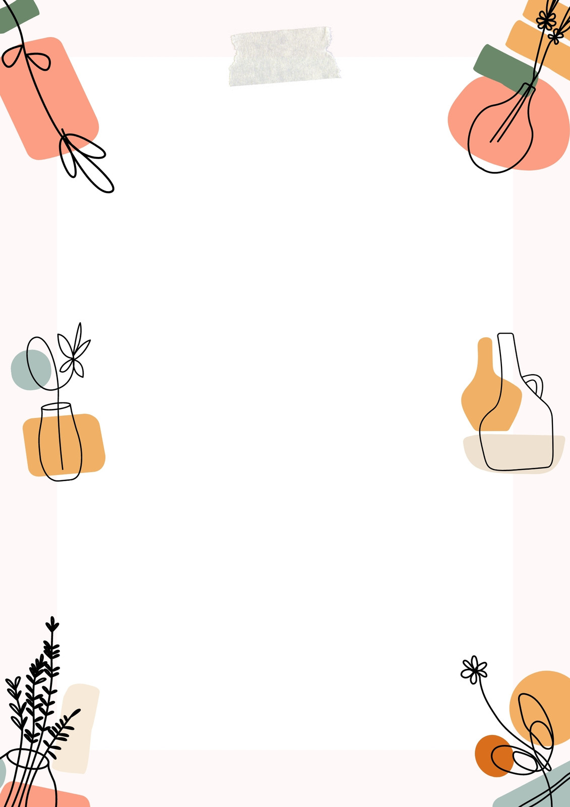 Cooking Page Border   Canva Peach Minimal Floral Abstract A4 Stationary Page Border X88 QeW0bDw 