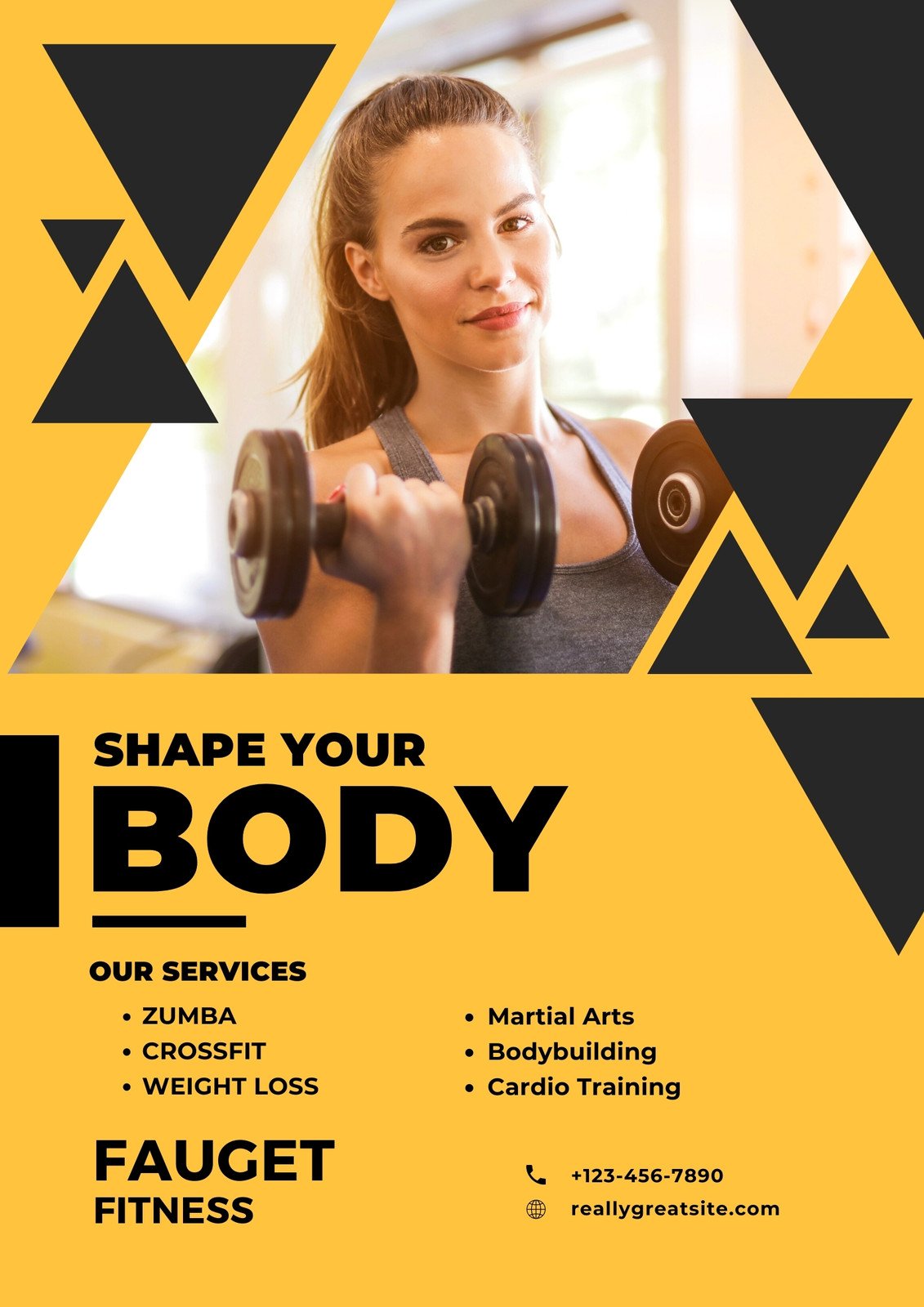 Yellow And Black Fitness Studio Flyer