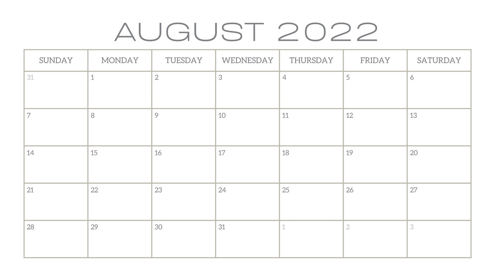 Blank Calendar 2021