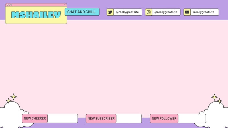 Canva Purple Teal Pastel Yellow Gamer Girl Just Chatting Twitch Overlay ITFzR1aiPPs 