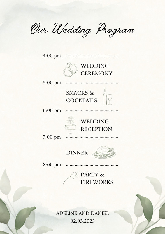 Free, custom printable wedding program templates | Canva