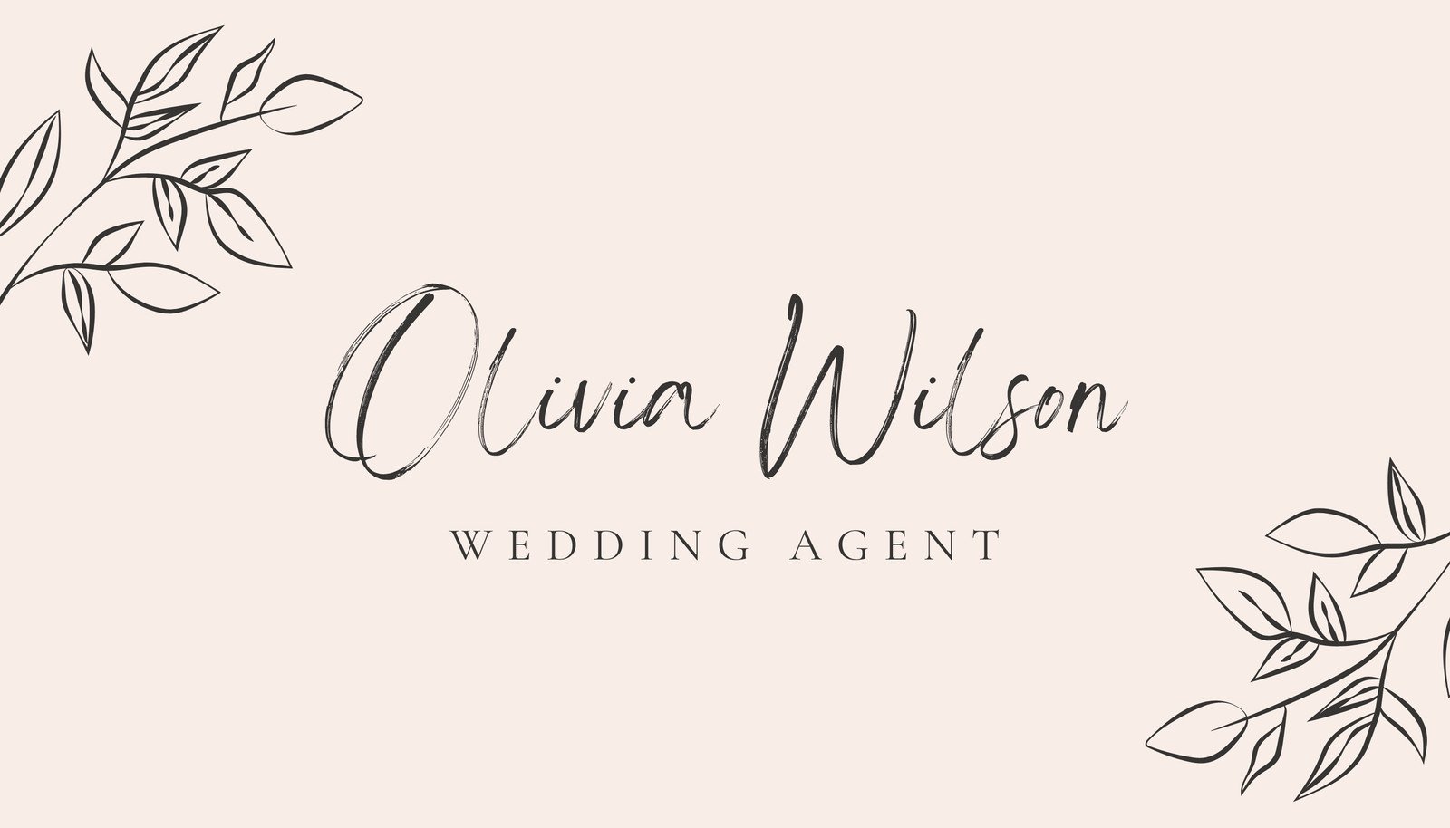 Beige Handwritten Wedding Agent Business Card
