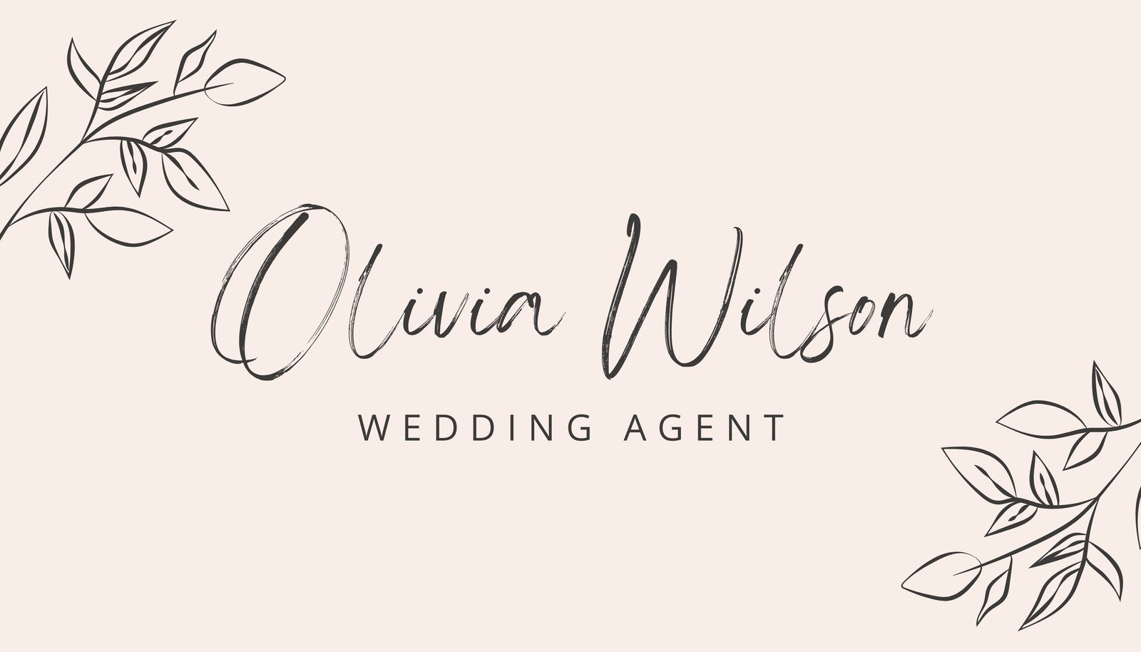 Pink Aesthetic Handwritten Wedding Agent Business Card