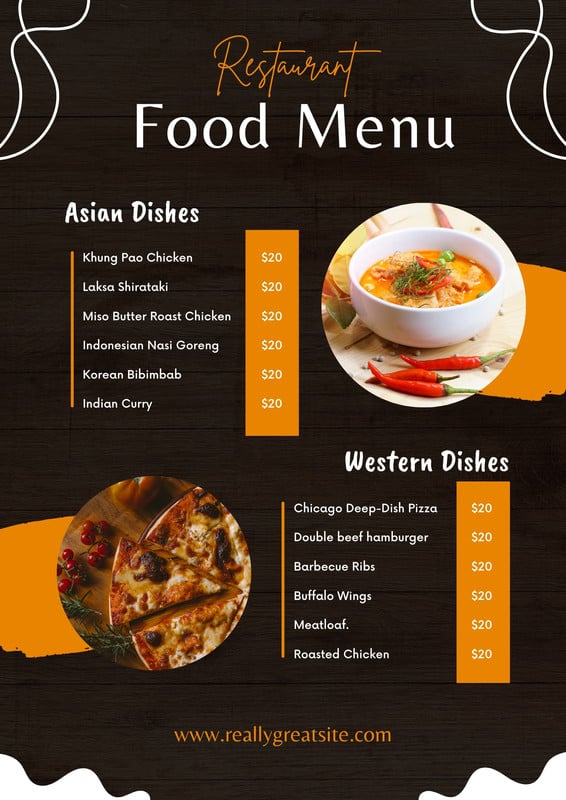 best food menu layout