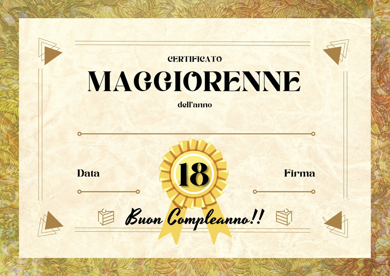 Certificato di maggiorenne dell'anno - Attestato Diploma idea