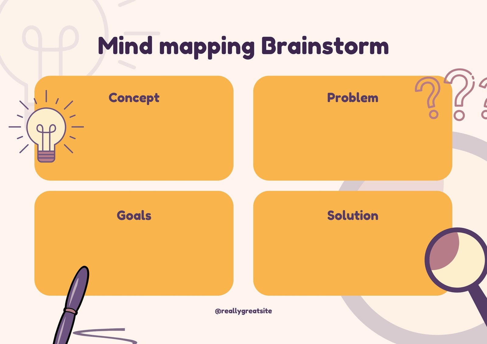 Orange Illustrated Mind mapping Brainstorm Graphic Organizer