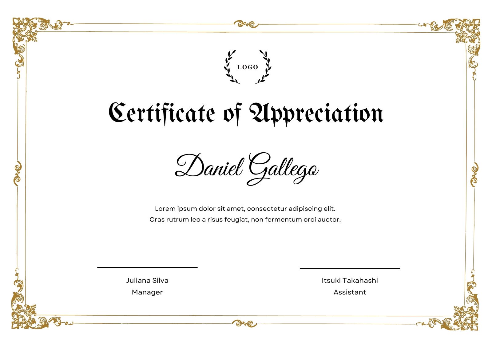 White Gold Elegant Appreciation Certificate 