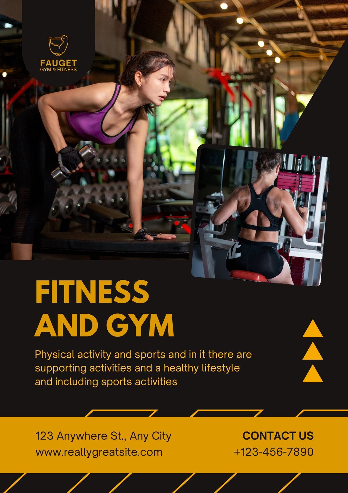 Black and Yellow Modern Gym Flyer
