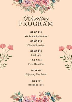 Free, custom printable wedding program templates | Canva