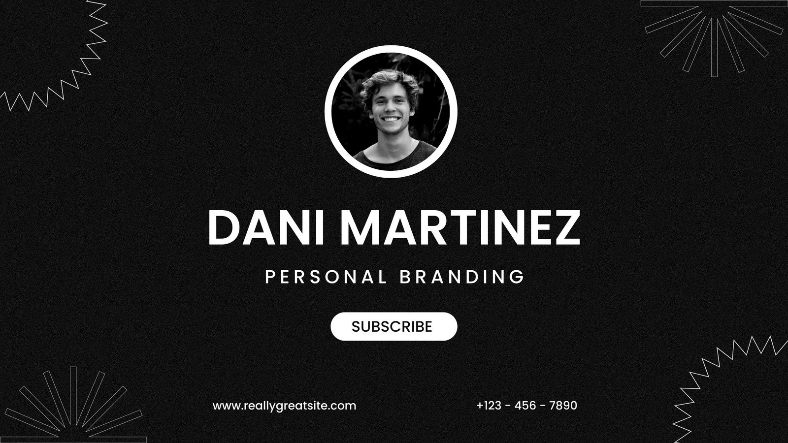 Black & White Modern Personal Branding Youtube Banner