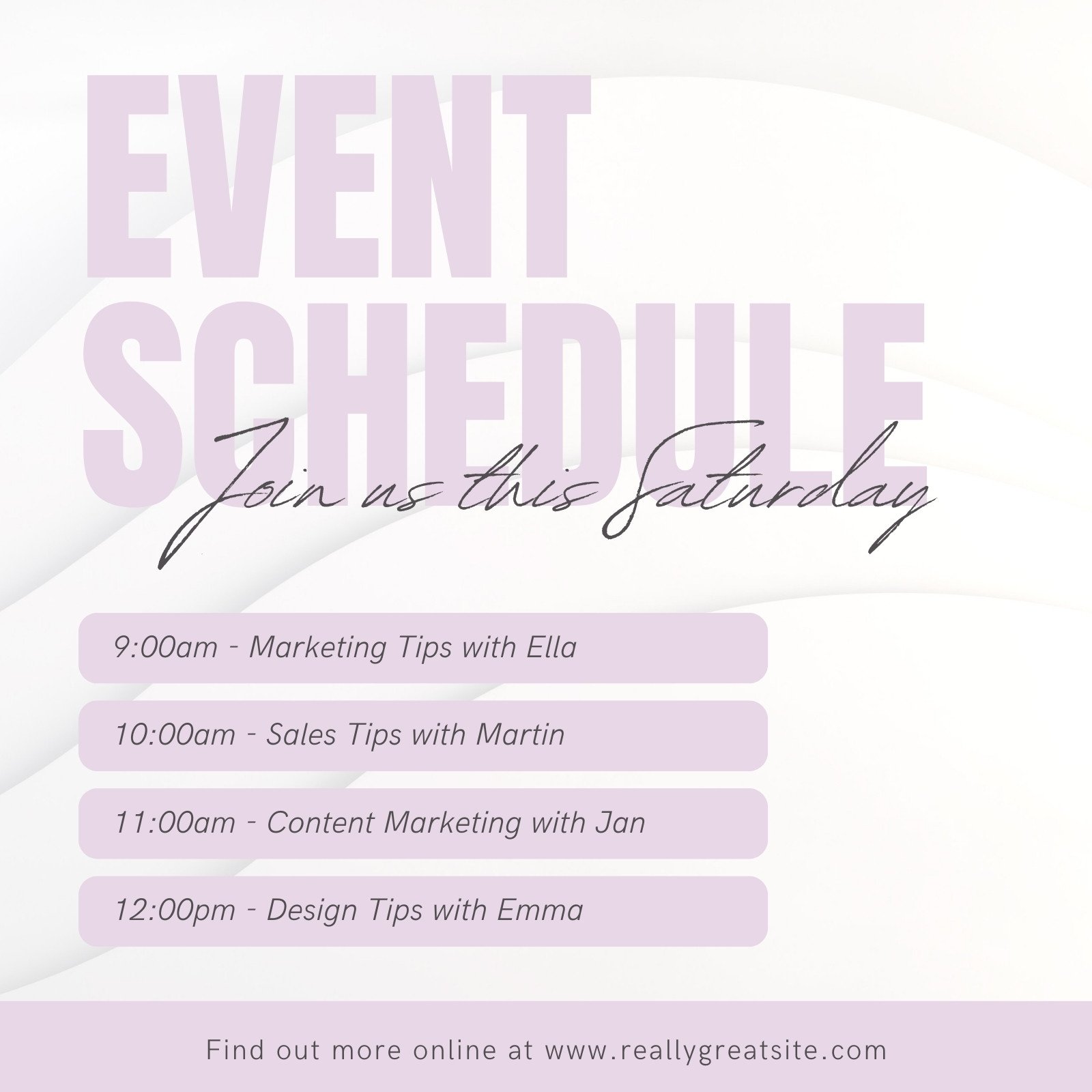 Purple and White Event Schedule Instagram Post