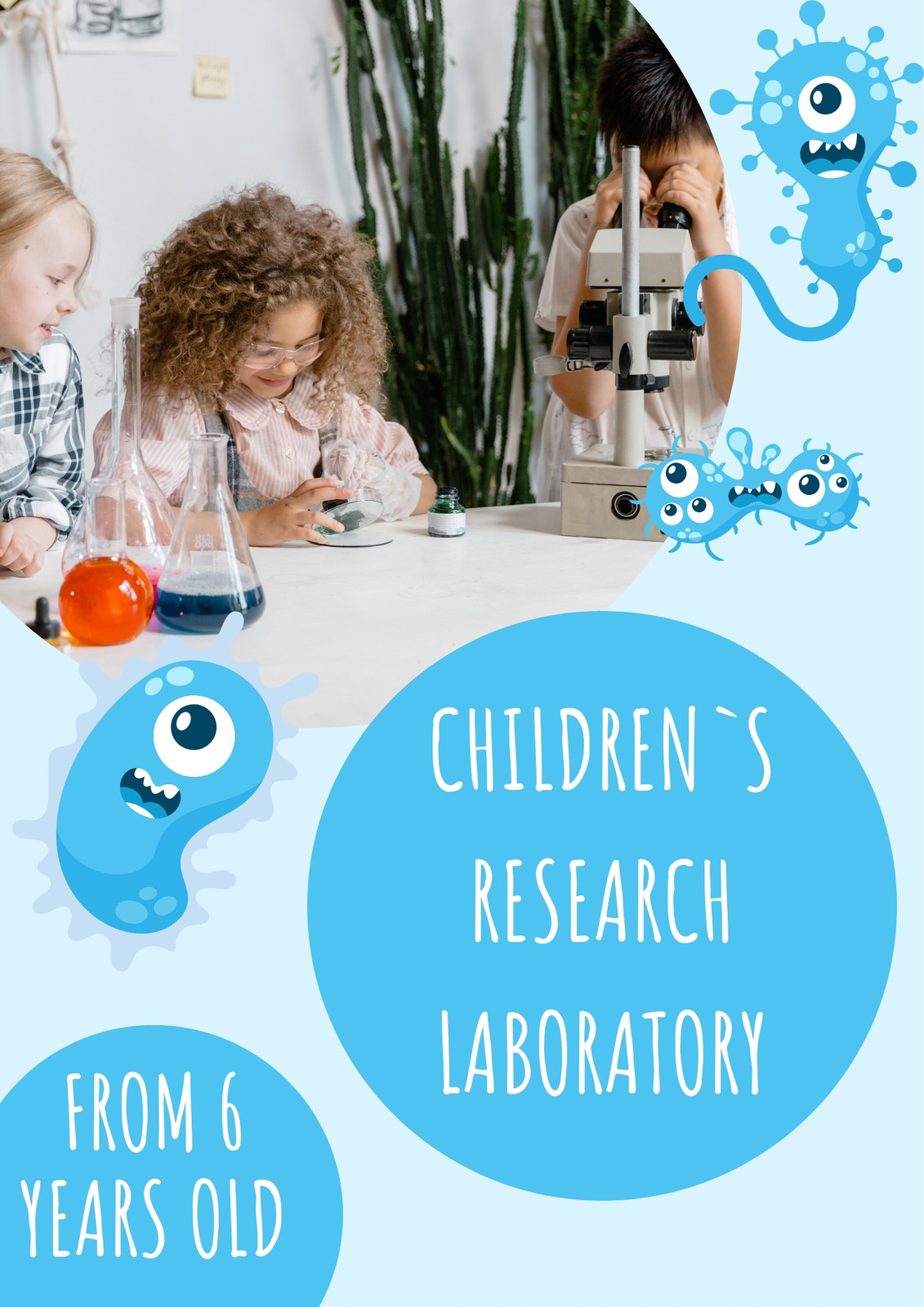 Blue Illustrated Children's Science Laboratory Poster