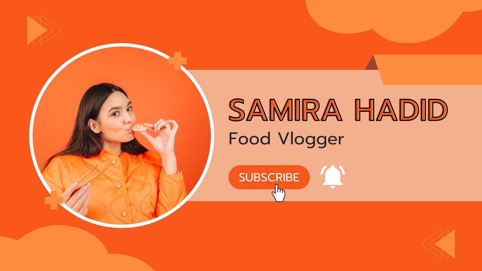 Orange and White Geometric Food Vlogger YouTube Channel Art