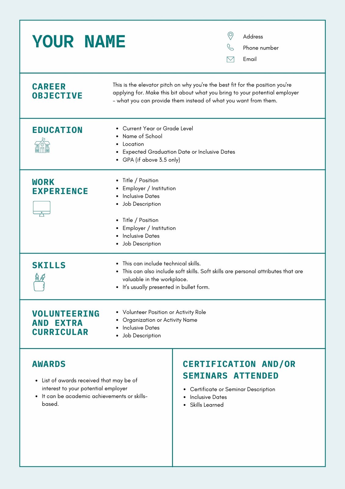 Free custom printable high school resume templates | Canva