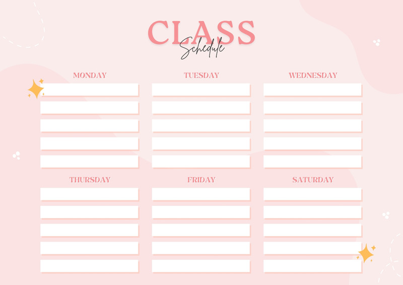 Free printable class schedule templates to customize