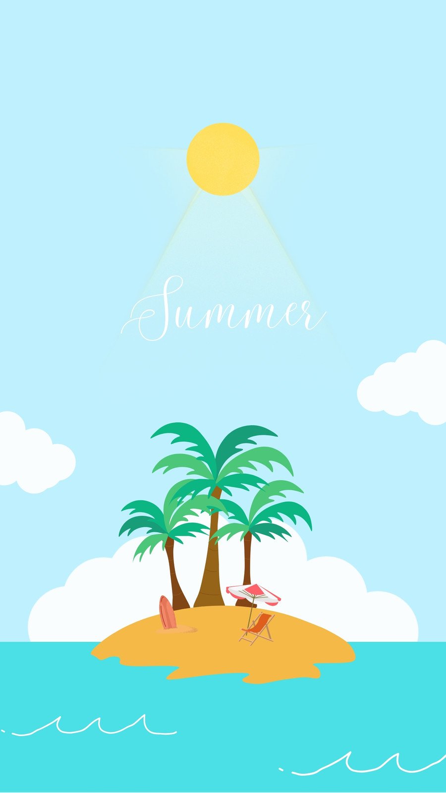 beach and coconut tree background summer time Template