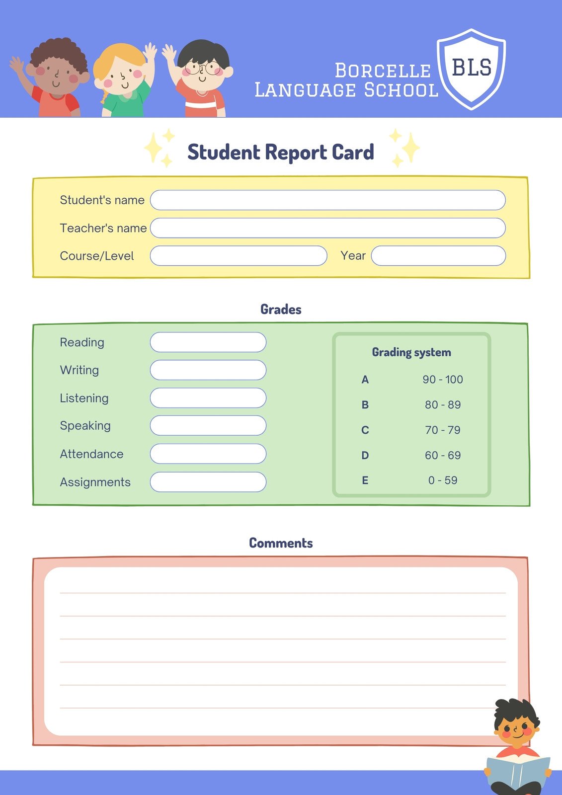 Kids Report Card Template