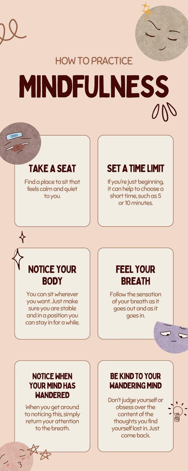 Beige Brown Minimal How To Practice Mindfulness Infographic