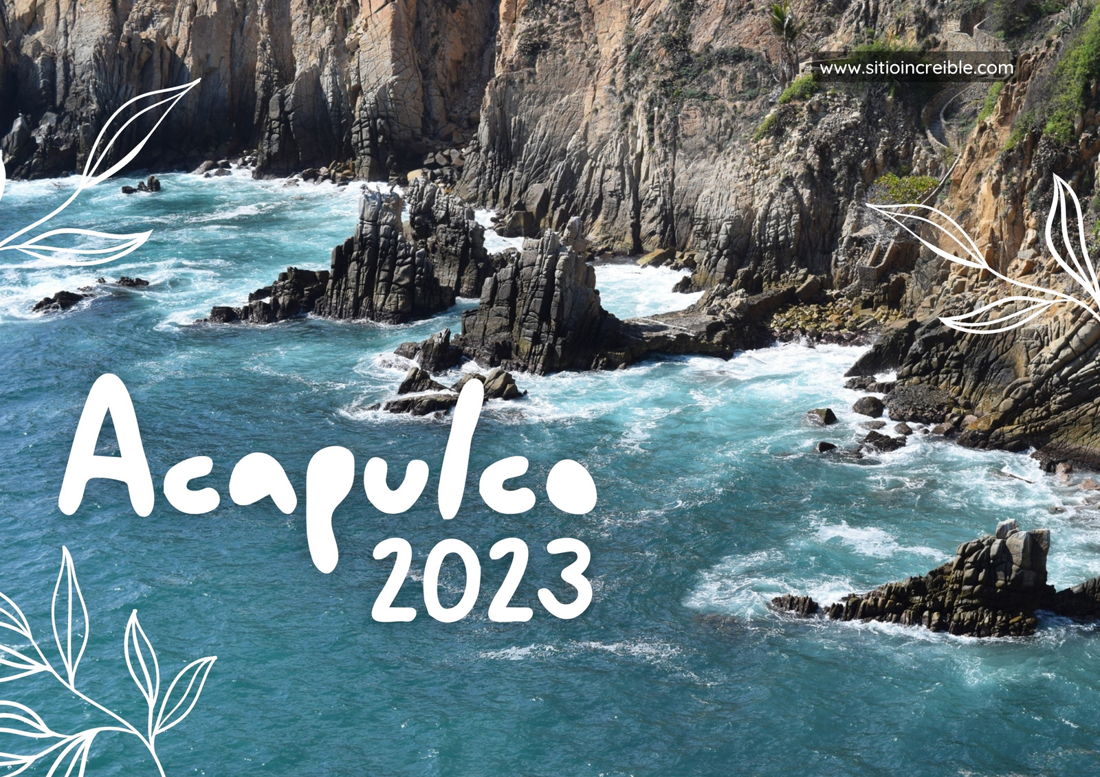 Calendario de Pared Acapulco 2023 Moderno Celeste y Blanco