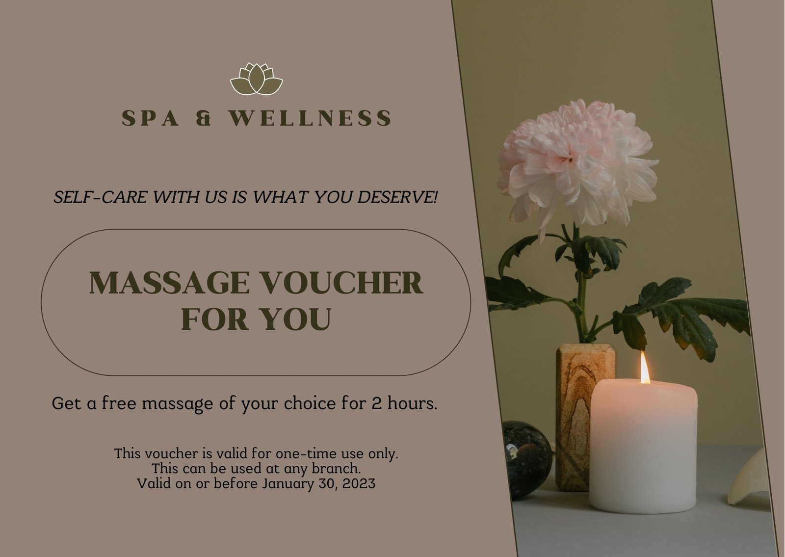 Brown Neutral Modern Spa Massage Gift Certificate
