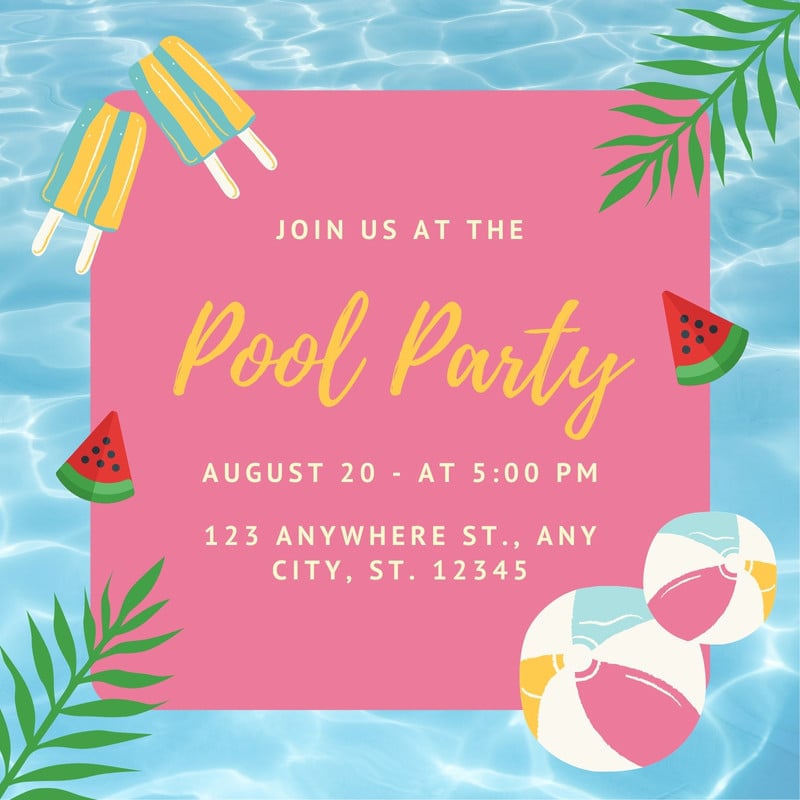 Pool Party Animated Invitation Template