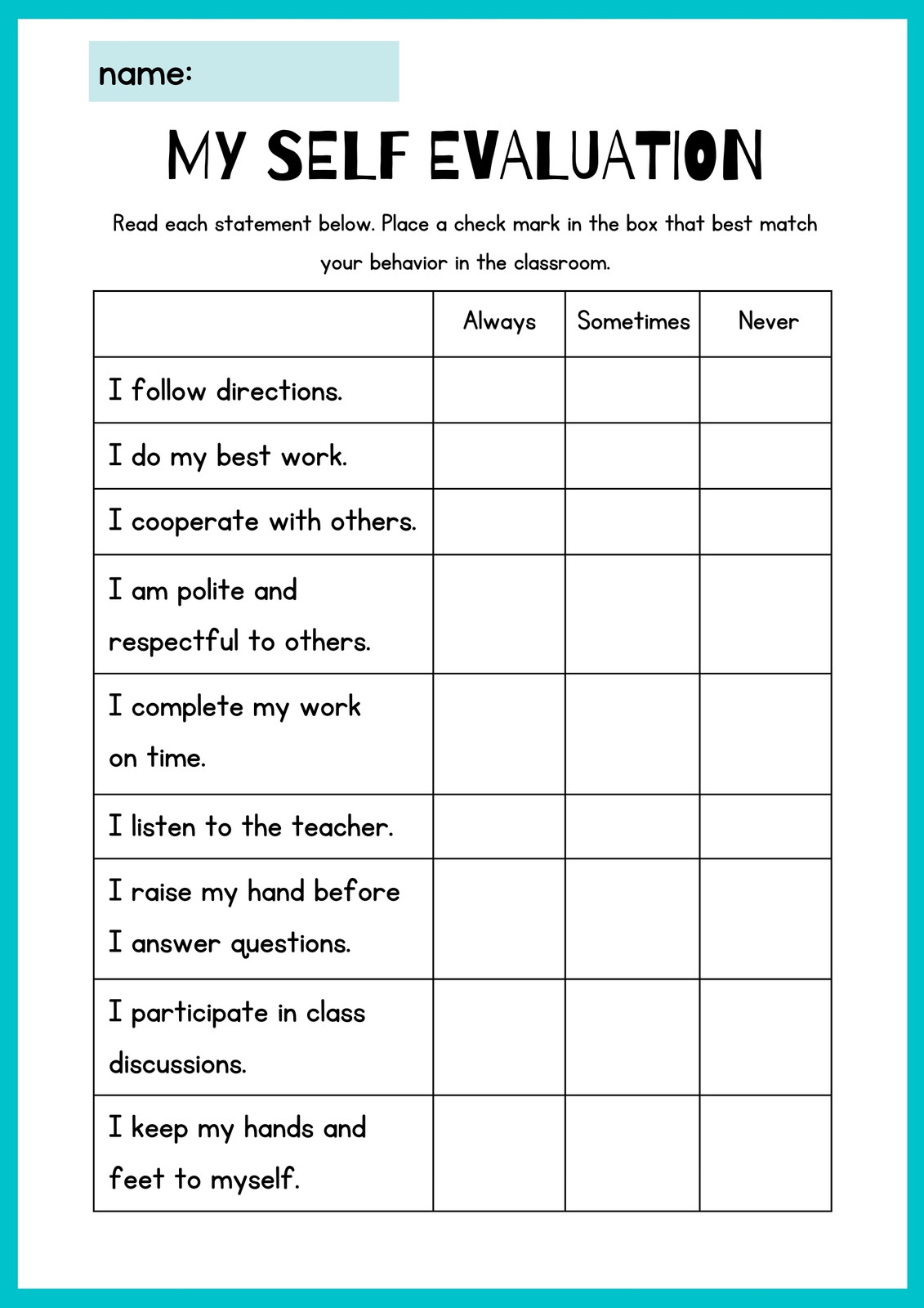 Free, custom printable worksheet templates for teachers