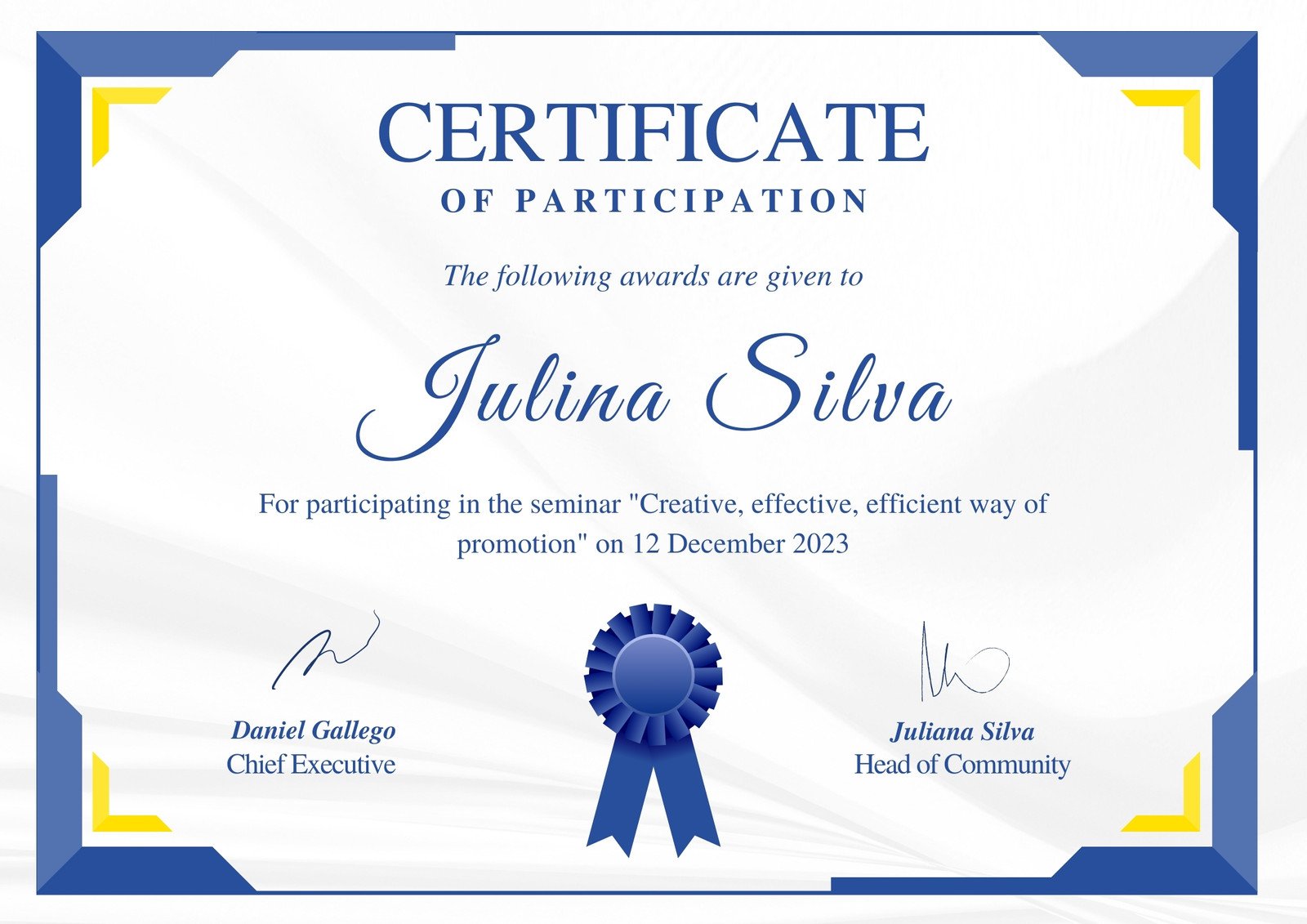 participation certificate design