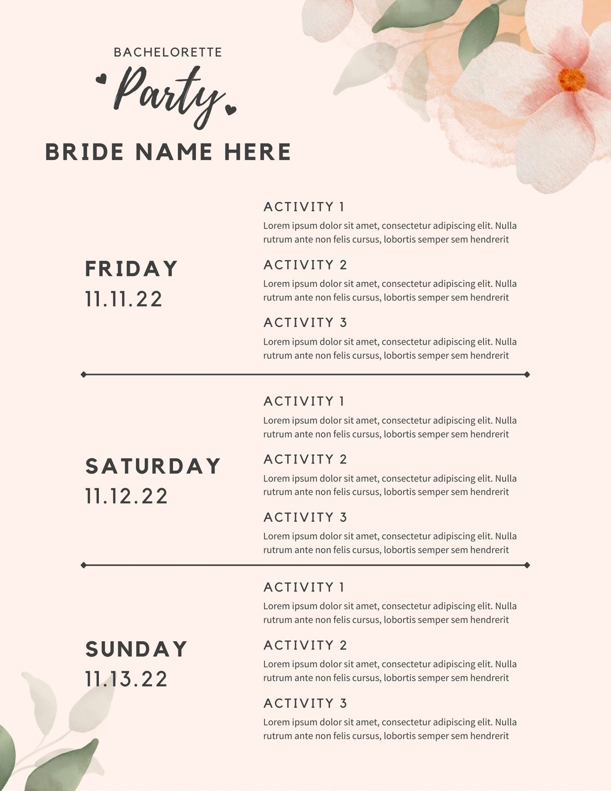 FREE Bridal Shower Itinerary Template: Plan Your Perfect Shower With Ease