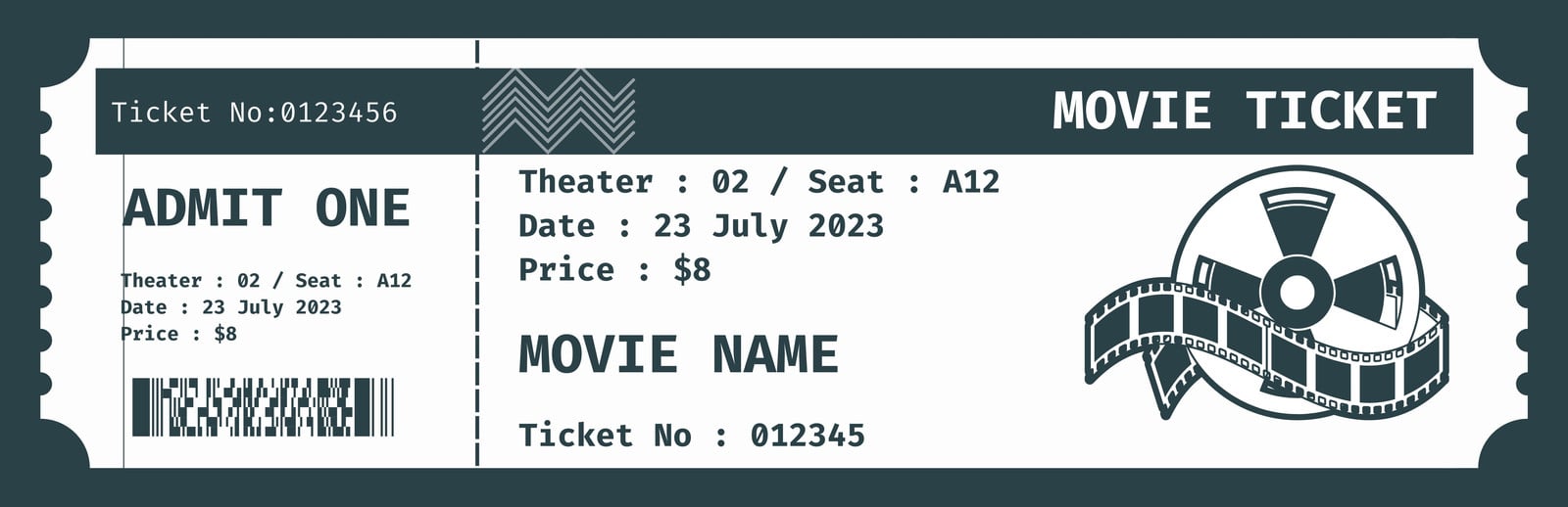 movie ticket template for publisher