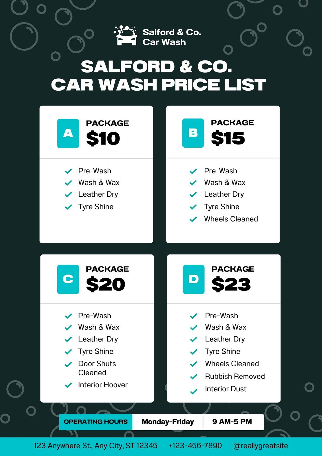 car wash sample templates