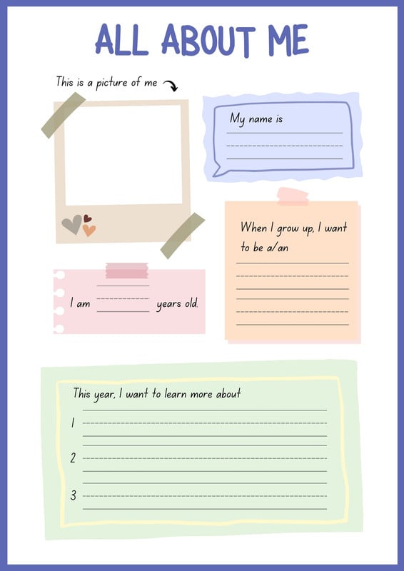 Free and customizable get to know me templates