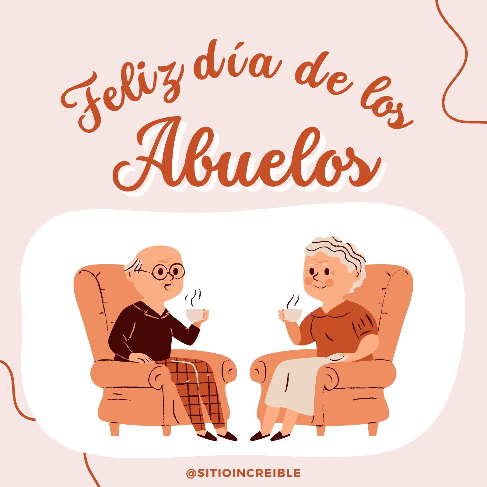 Post Instagram dia de los abuelos ilustrado rosa