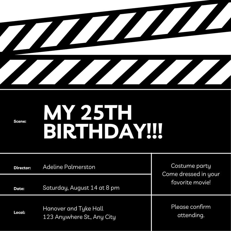 black and white birthday invitation ticket templates