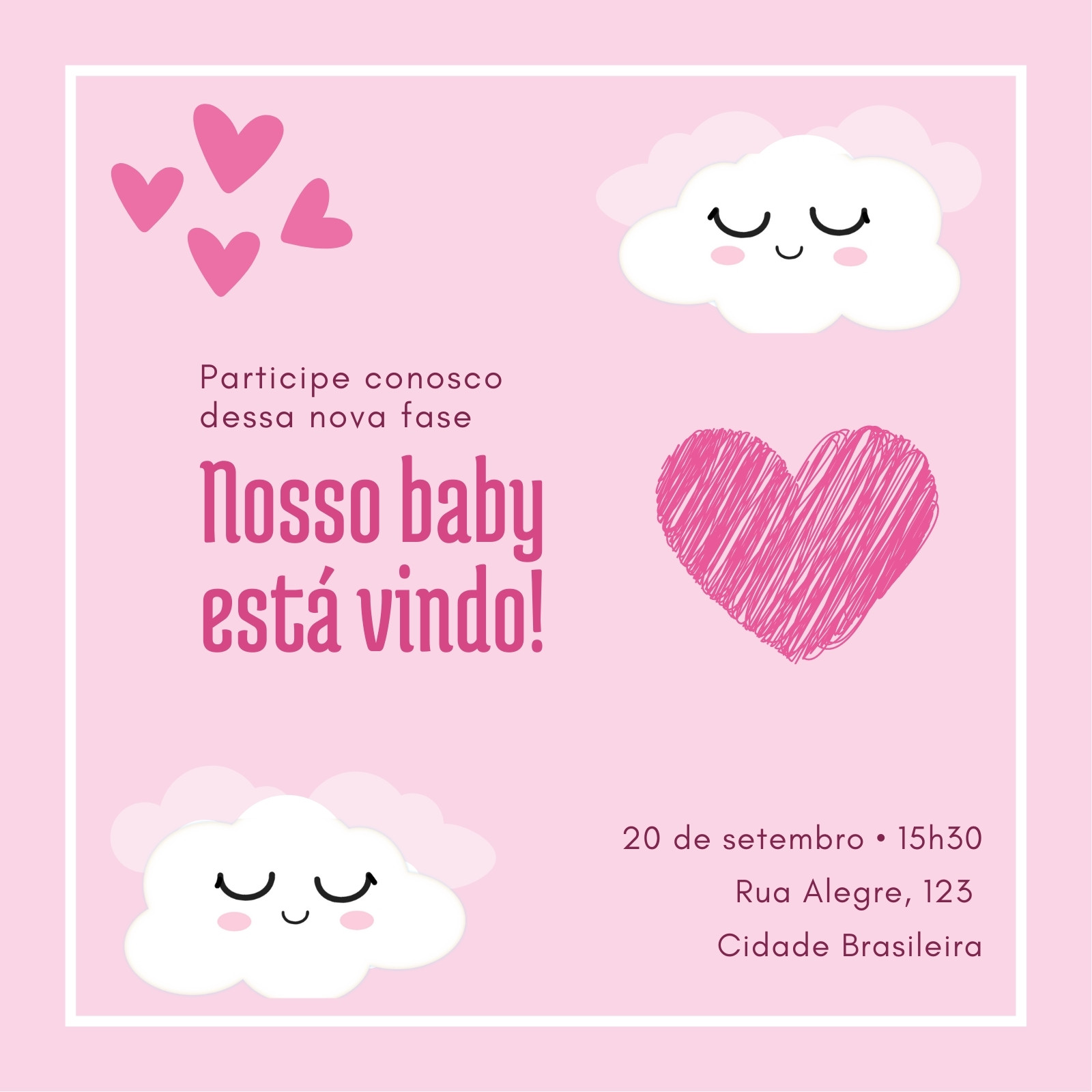 Convite chá de bebê bailarina - Edite grátis com nosso editor online